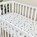 Husa saltea patuț bebe copii din bumbac 120 x 60 cm, Stelute bej (2)